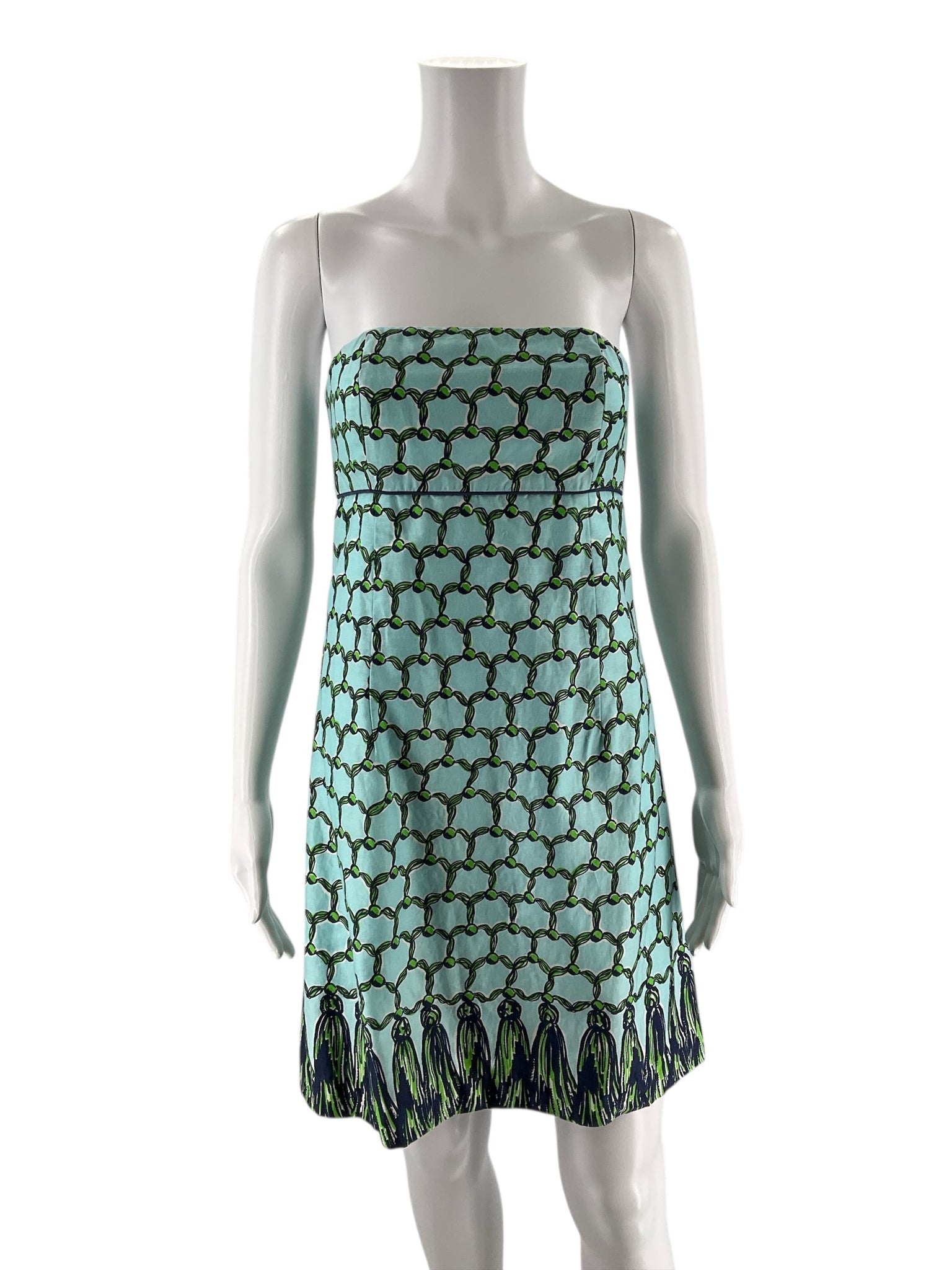 Lilly Pulitzer Aqua/Navy/Green Pre-Owned Ladies Dress - Size 2