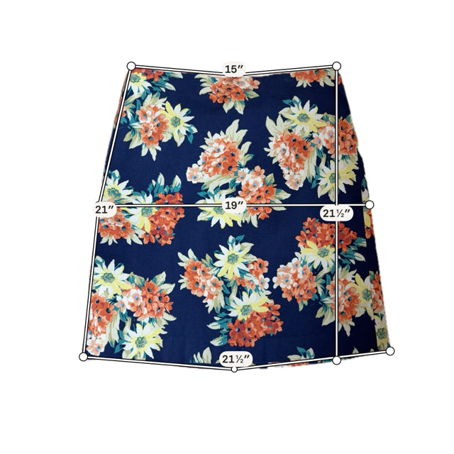Ann Taylor navy/yellow/orange Skirt Navy/Yellow/Orange Floral Pre-Owned Ladies Skirt - Size 4 - Size 4