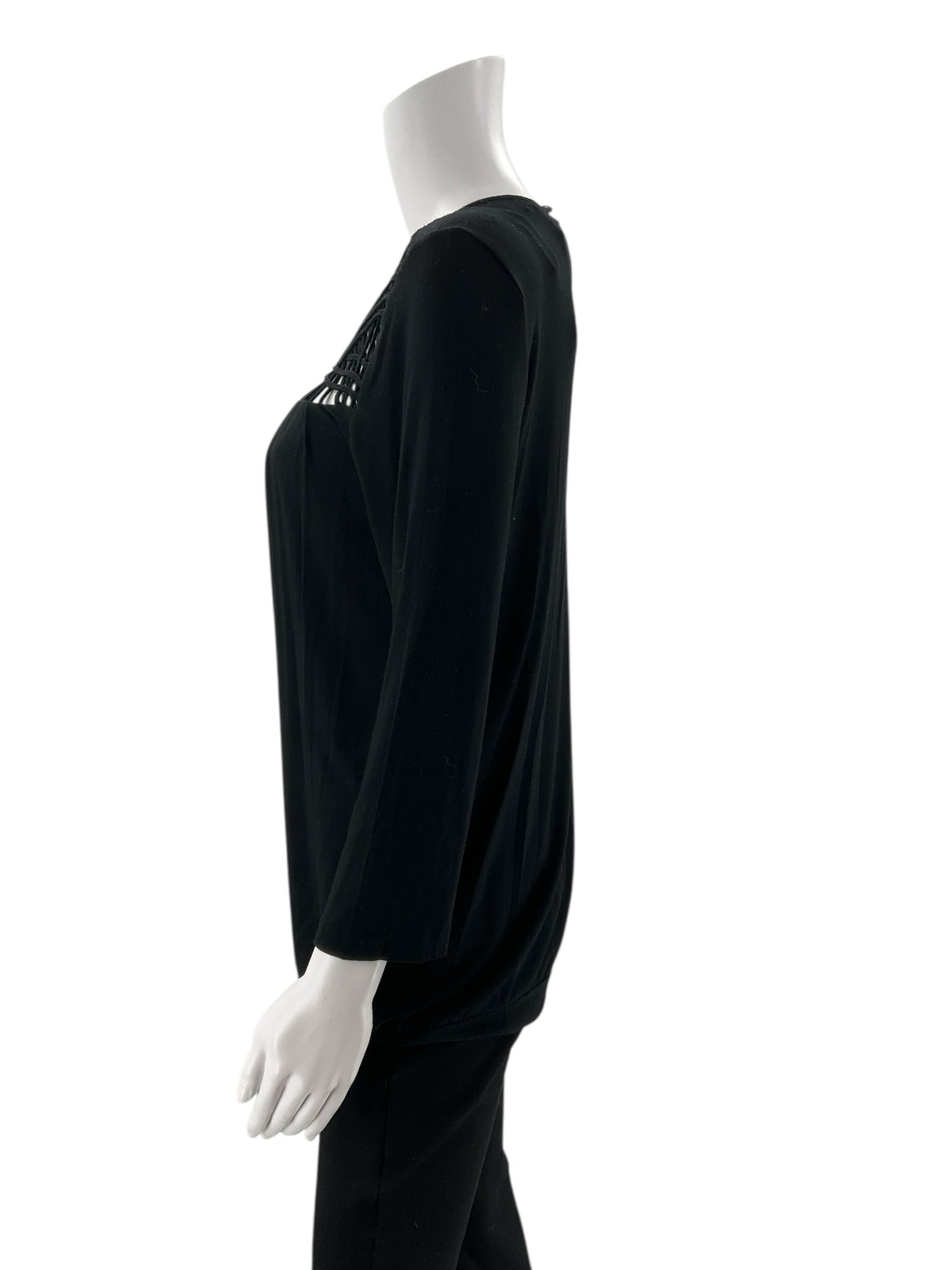 Calvin Klein - Black Solid Pre-Owned Ladies Casual Top - Size M