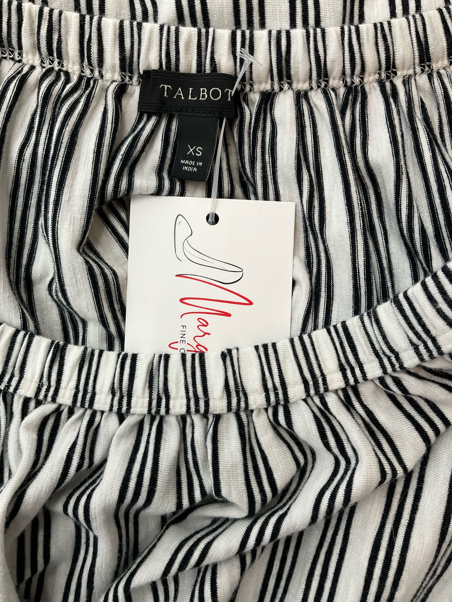 Talbots White/Black Stripe Pre-Owned Ladies Top - Size XS