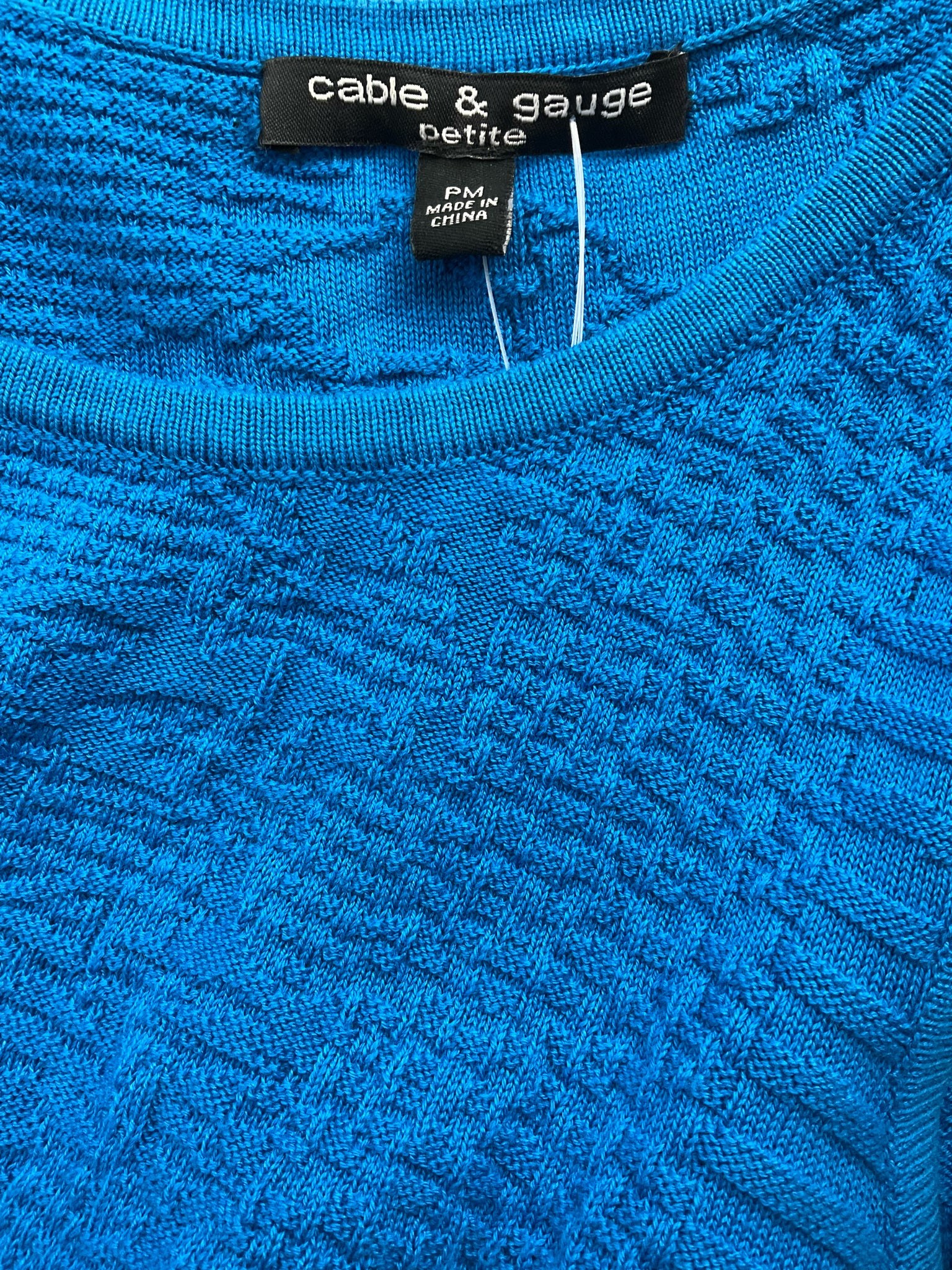Cable & Gauge Blue Textured Pre-Owned Ladies Top - Size Medium Petite