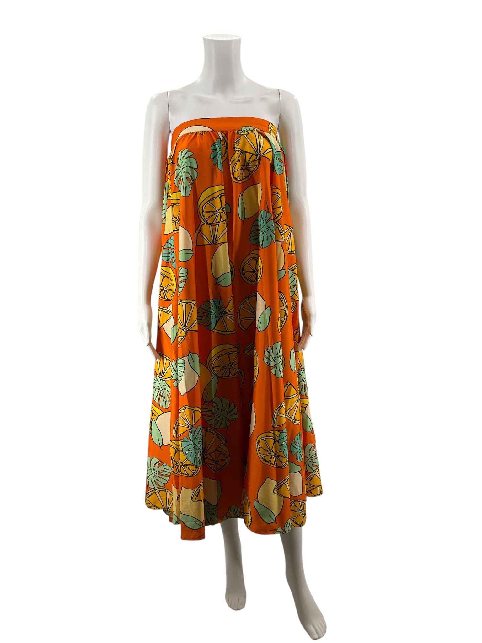 Moon Orchid Lemon Print Strapless Convertible Maxi Dress / Skirt