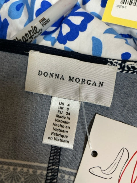 Donna Morgan Navy/white/pink Shift Mosaic Medallion Print Shift Dress Size 4 - Size 4