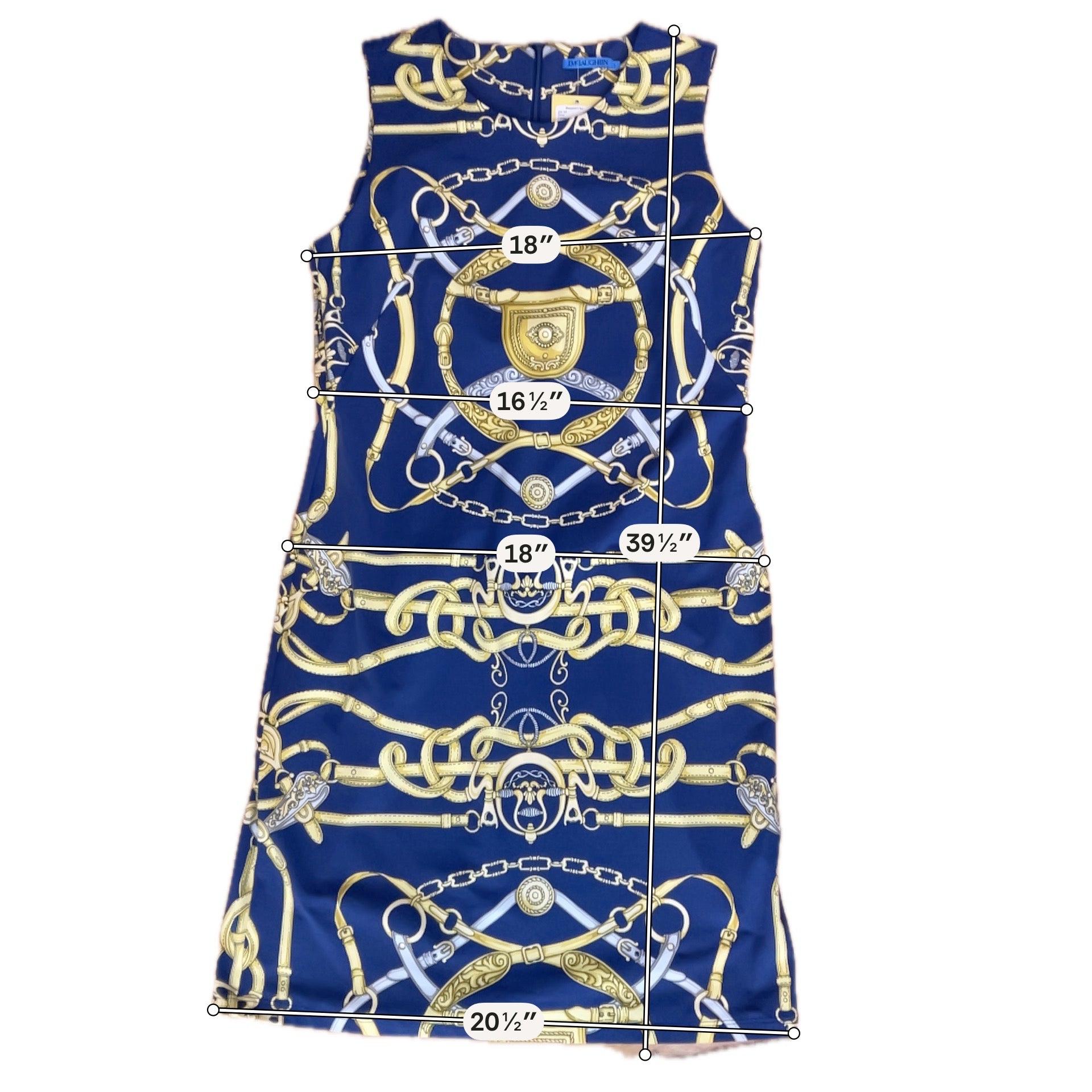 J. McLaughlin Catalina Cloth Equestrian Chain Print Sheath Dress Size Large