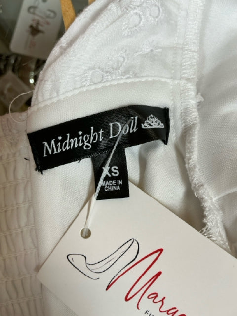 Midnight Doll Mara White Eyelet Puff Sleeve Mini Dress XS