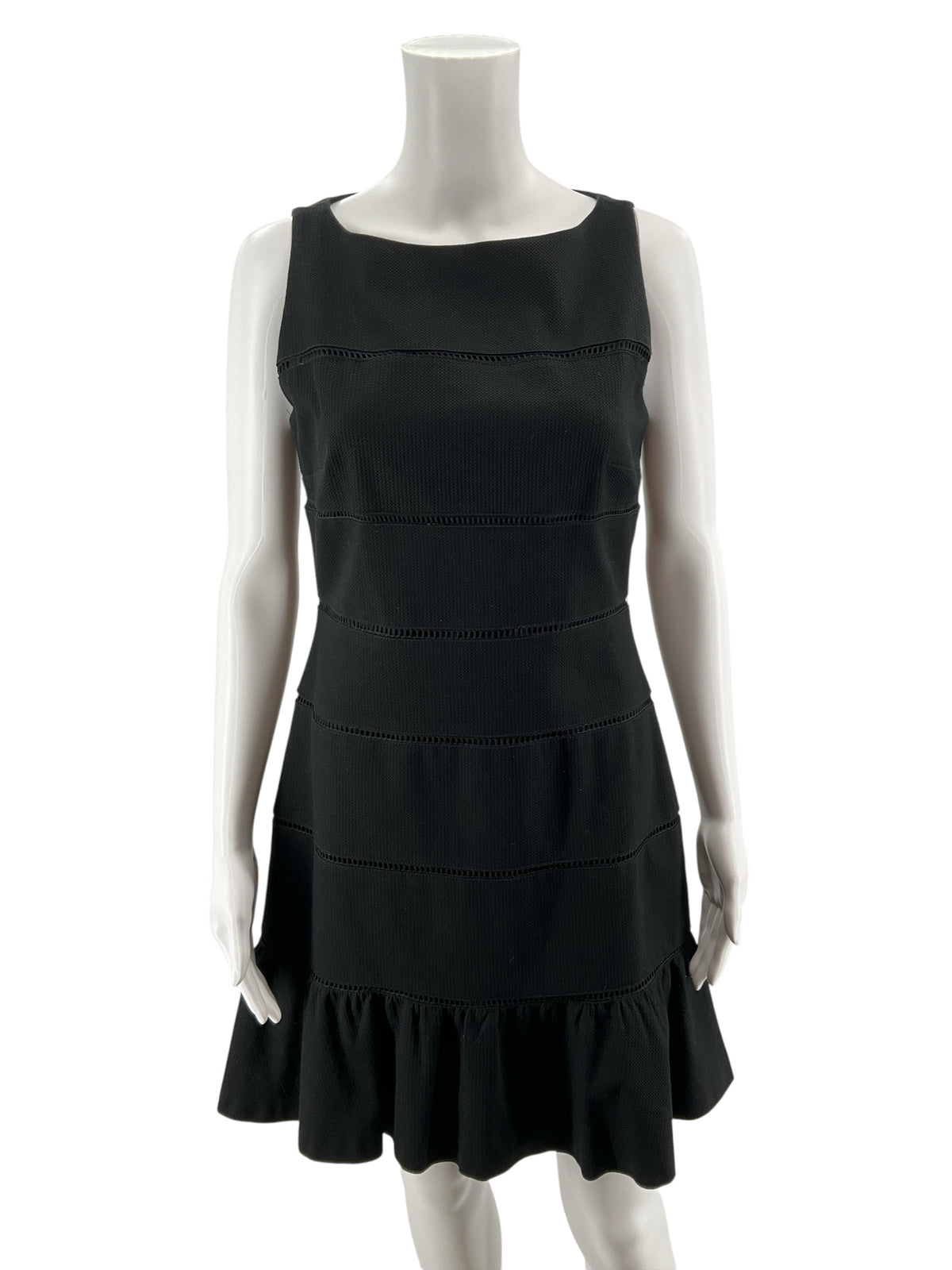Ann Taylor Ladder Stripe Fit & Flare Dress Black Size 4 - ONLINE ONLY