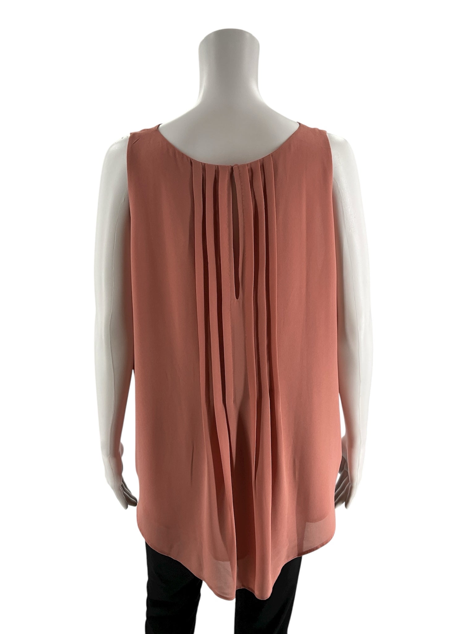 Ann Taylor Pleated Sleeveless Chiffon Shell Top Salmon Pink | XL