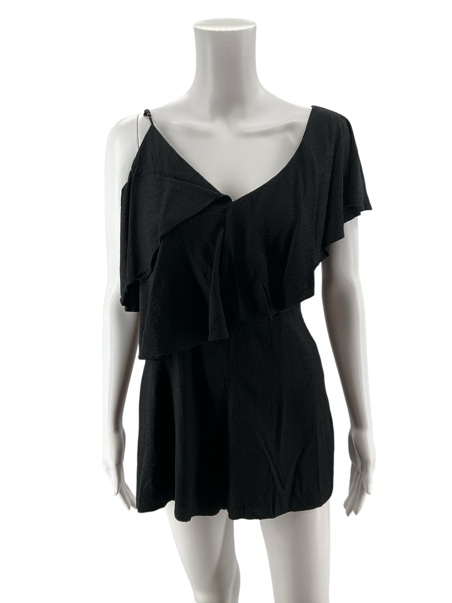 Gentle Fawn Textured One-Shoulder Romper Black Size XS