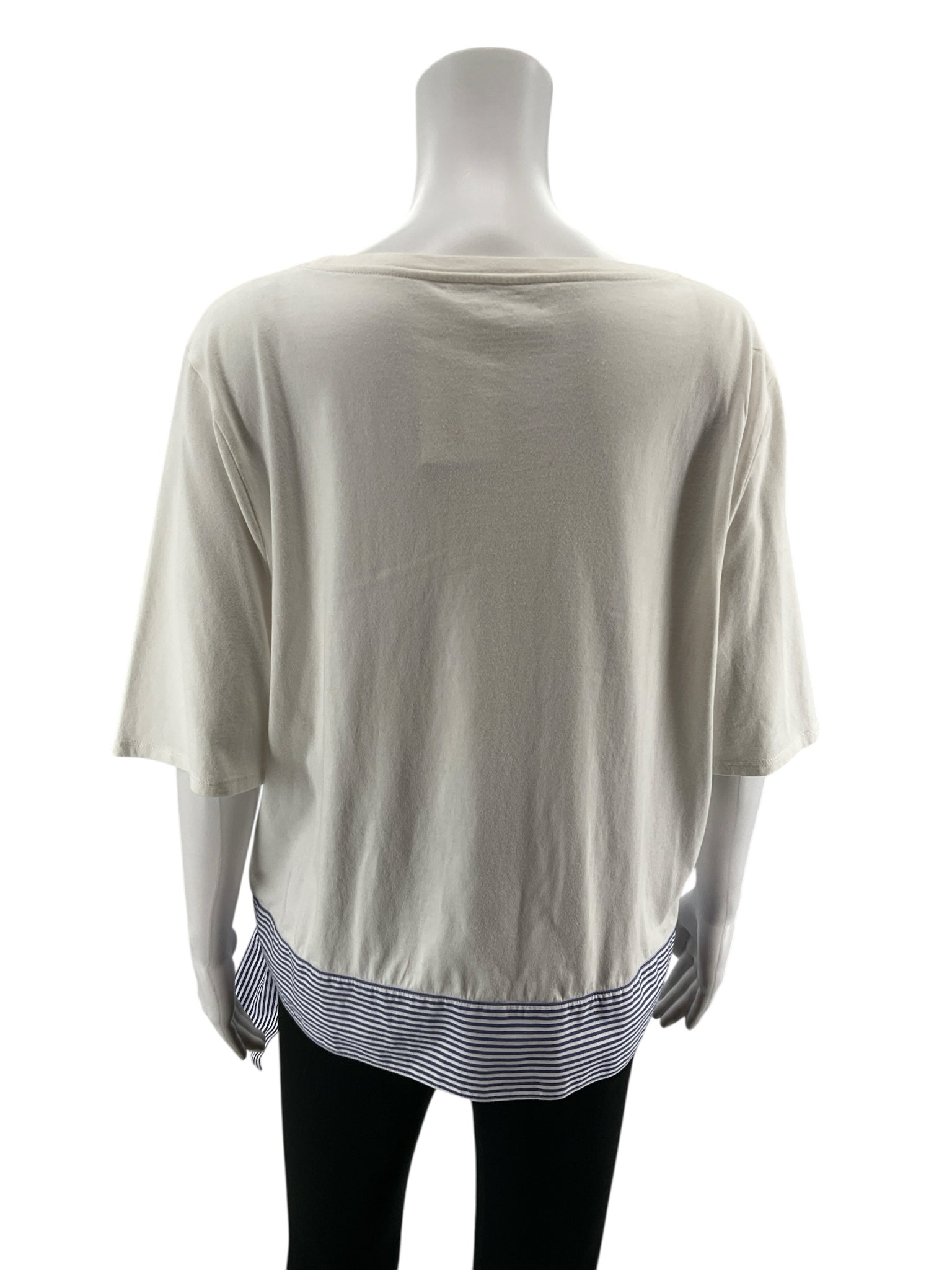 Talbots Size XL white/blue Stripe Pre-Owned Ladies Casual Top - Downstairs