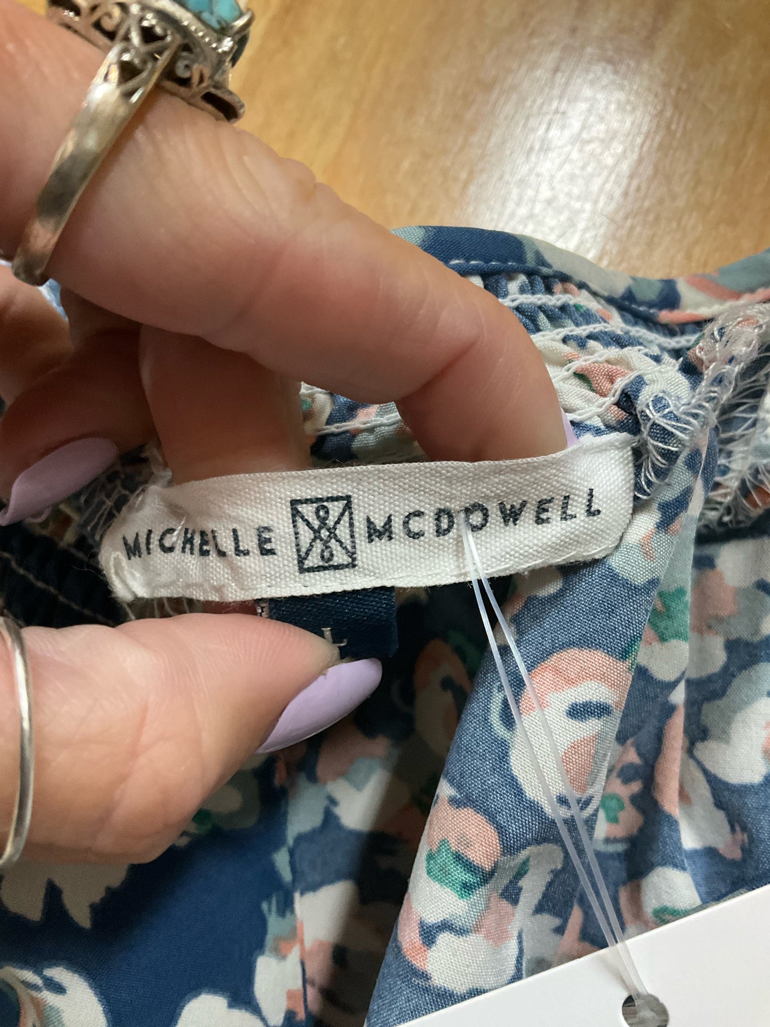 Michelle McDowell Floral Tiered Babydoll Dress with Pockets Size Large