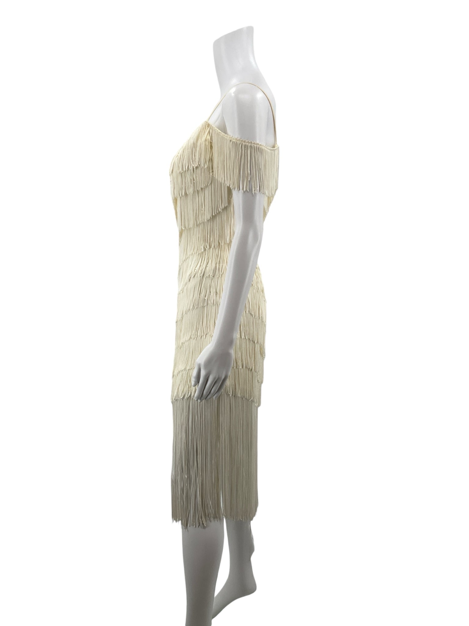 TLD by Eletra Cream Cocktail TD4 by Electra Cream Fringe Pre-Owned Ladies Dress - Size 5 - Size s