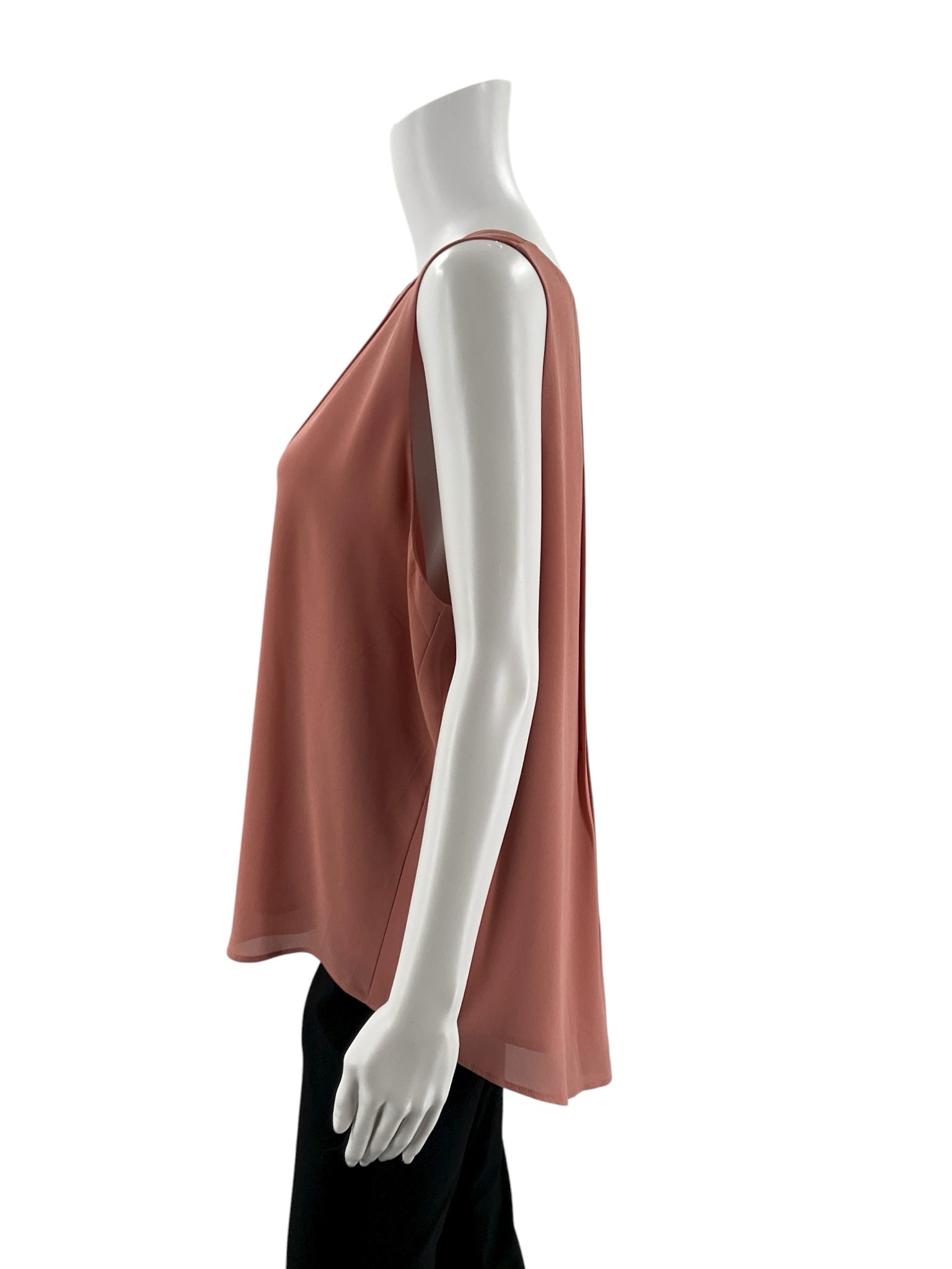 Ann Taylor Pleated Sleeveless Chiffon Shell Top Salmon Pink | XL