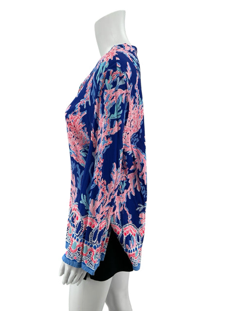 Lilly Pulitzer Tatum Tunic Top Peel and Eat Coral Print Size Large