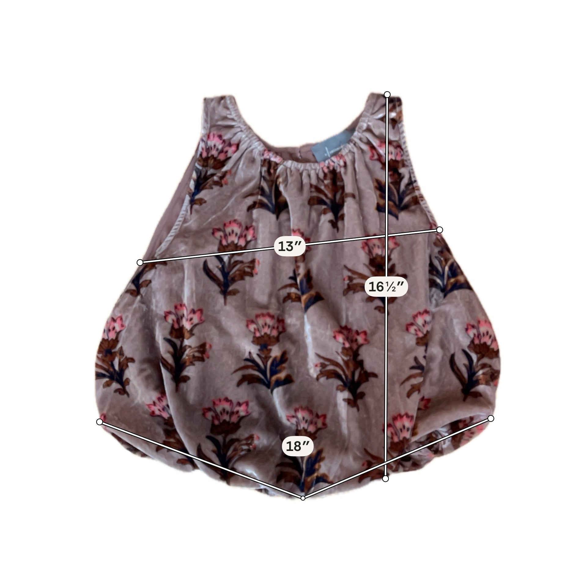 Anthropologie Floral Velvet Blouson Tank Top Brown Pink Size Small