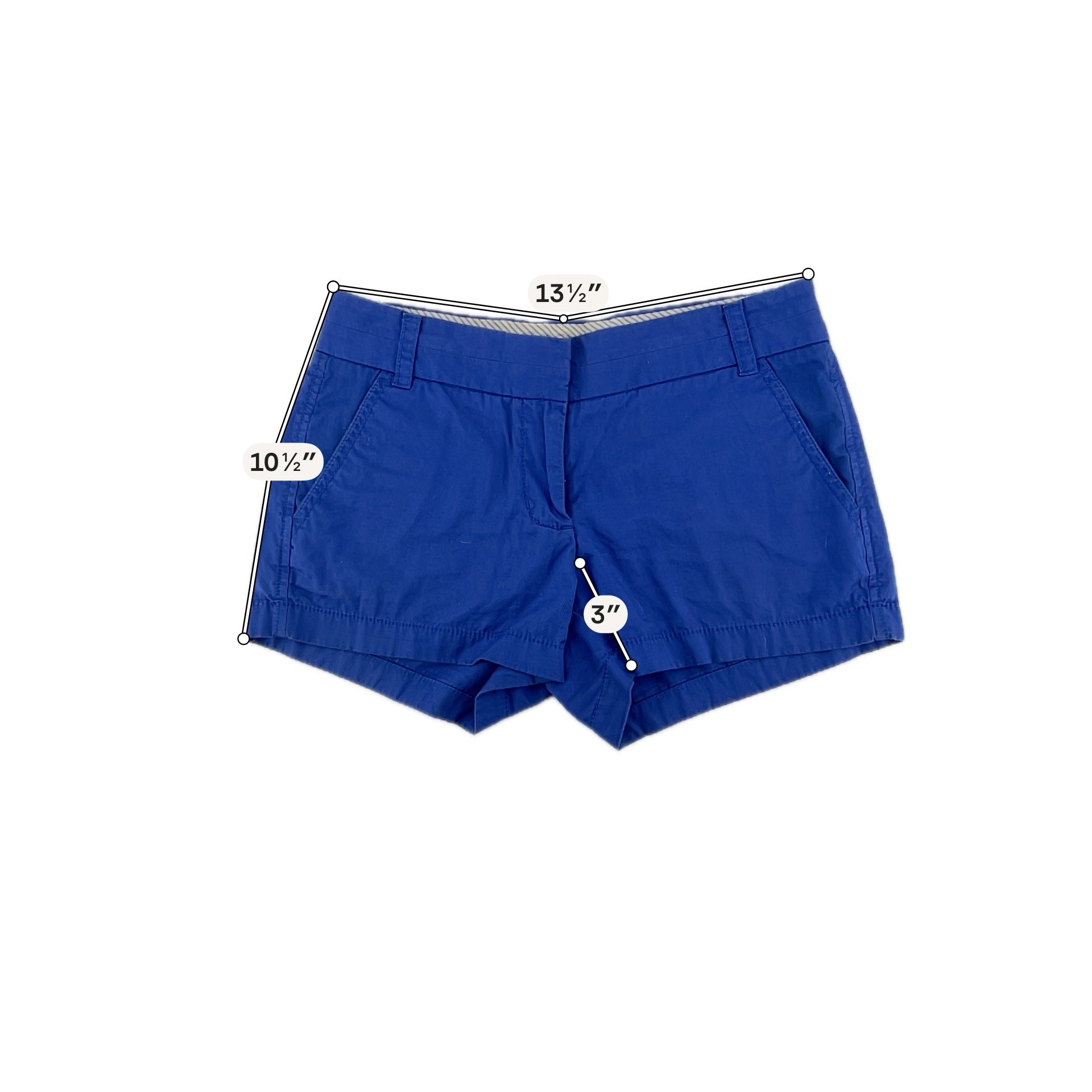 J.Crew Royal Blue Shorts Broken-In Chino Shorts Size 0 Royal Blue 3" Inseam - Size 0