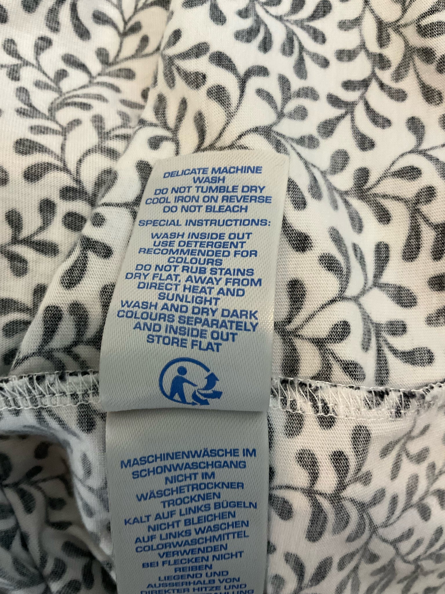 Boden Amelie Jersey Dress 10P Petite Black White Vine Print Modal Cotton