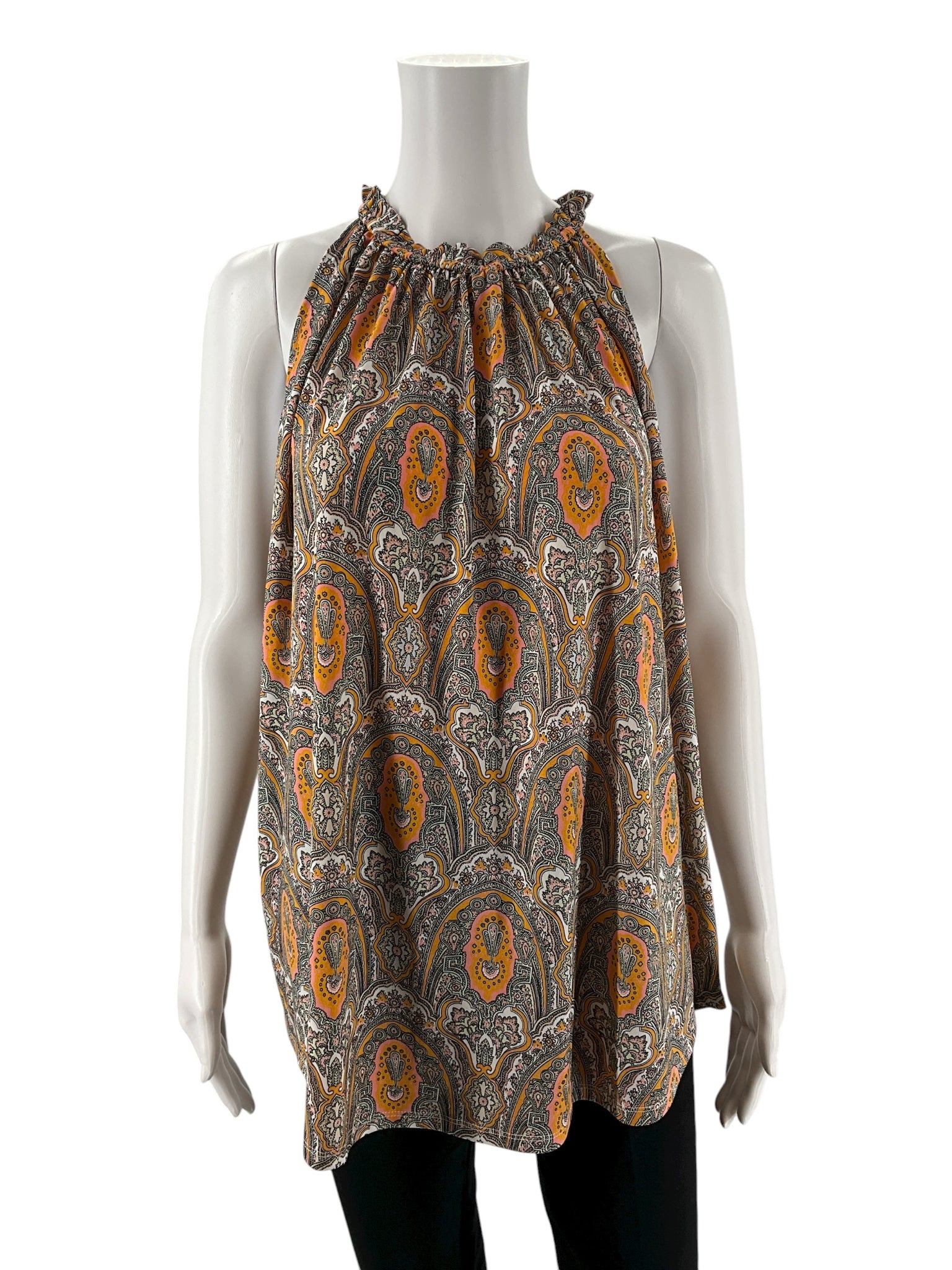 Ann Taylor White, Pink & Yellow Print Top – Women’s Size XL – ONLINE ONLY