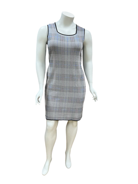 Carlisle White/Black/Blue/Pink Sheath Size XL White/Black/Blue/Pink Plaid Pre-Owned Ladies Dress - Size XL - Size XL