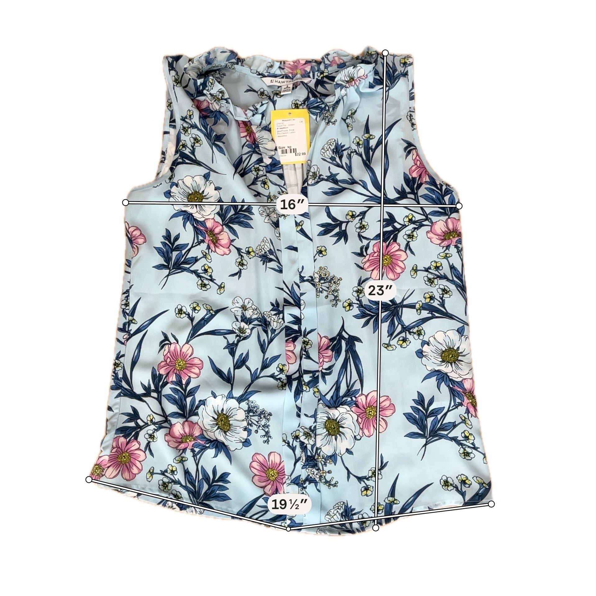 41 Hawthorn Ruffle Tie-Neck Floral Sleeveless Blouse Small Petite