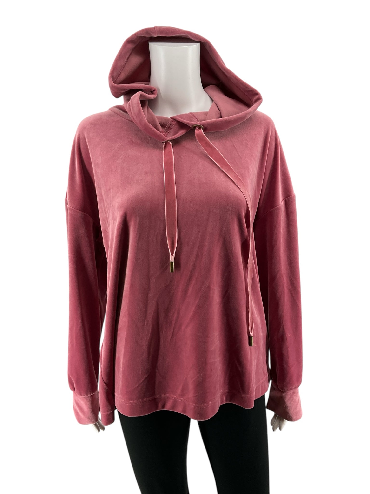 Domisily Crushed Velour Oversized Pullover Hoodie Sweatshirt XL Mauve
