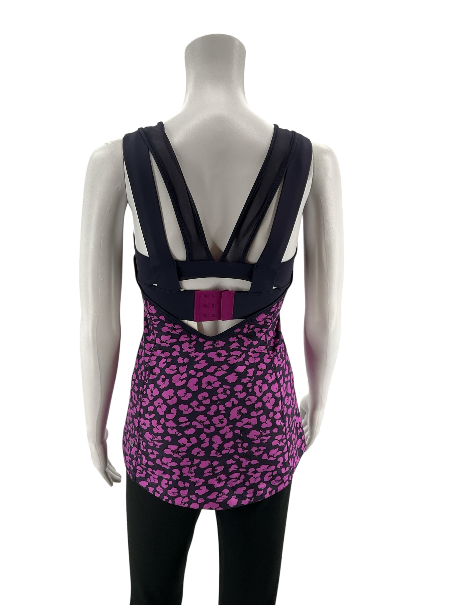 Lululemon All Sport Bra Tank Animal Swirl Print Black Fuchsia Size 6