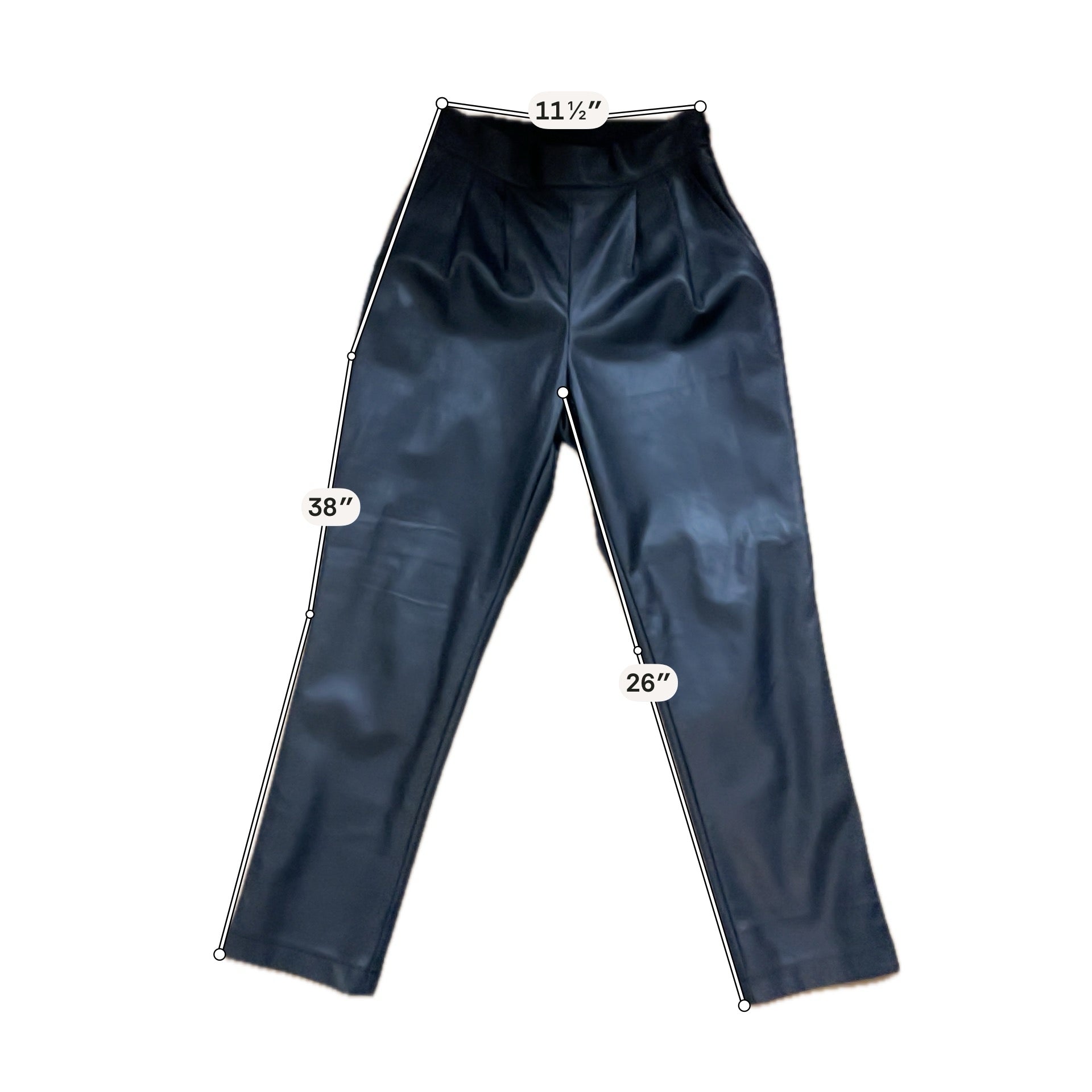 Greylin Black Pant Alani Faux Leather Pants Size Small Black High Rise Tapered Pleated - Size S