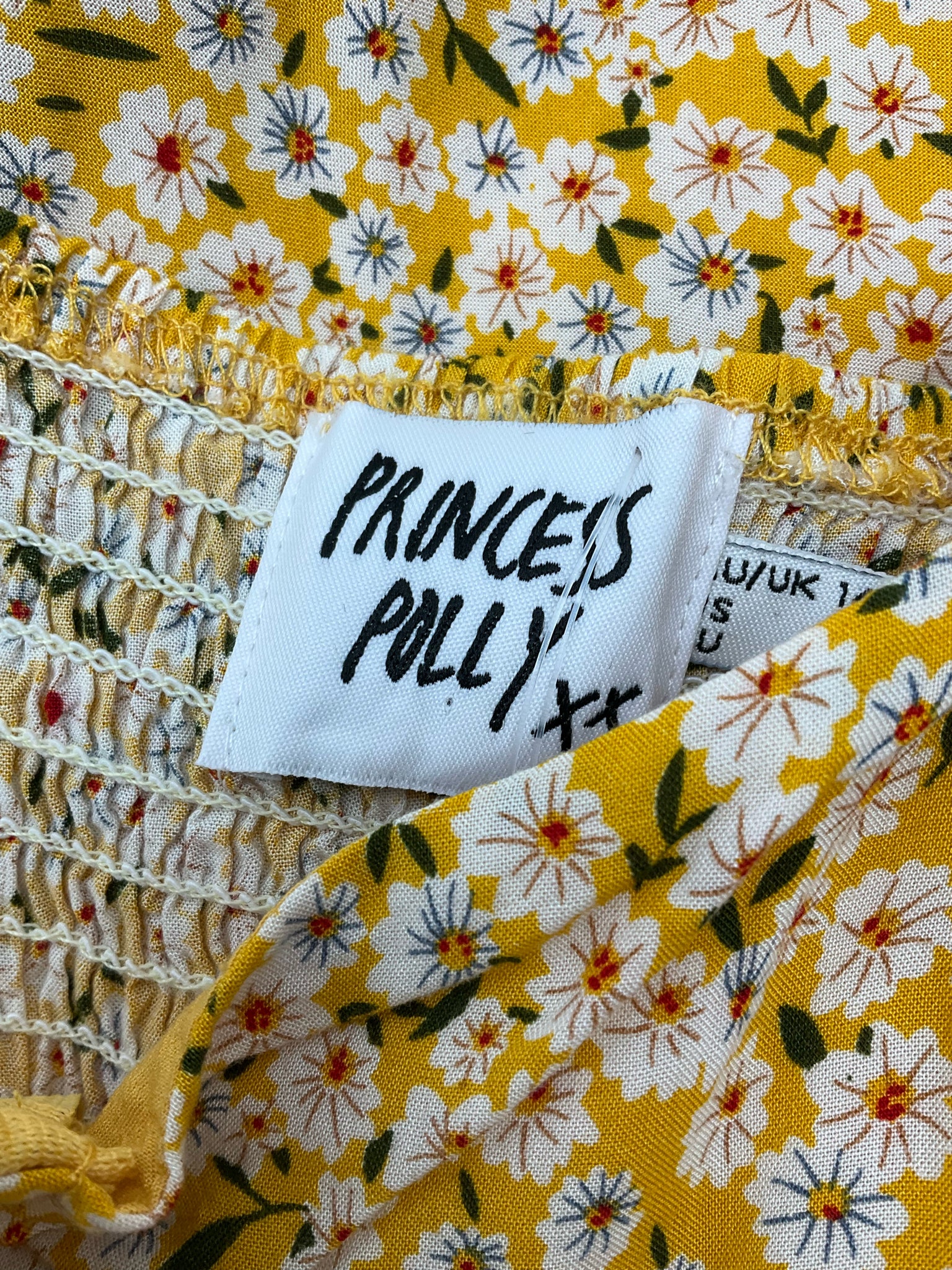 Princess Polly Mustard Mini Mustard Yellow Daisy Floral Tie-Front Mini Dress Size US 10 - Size 0