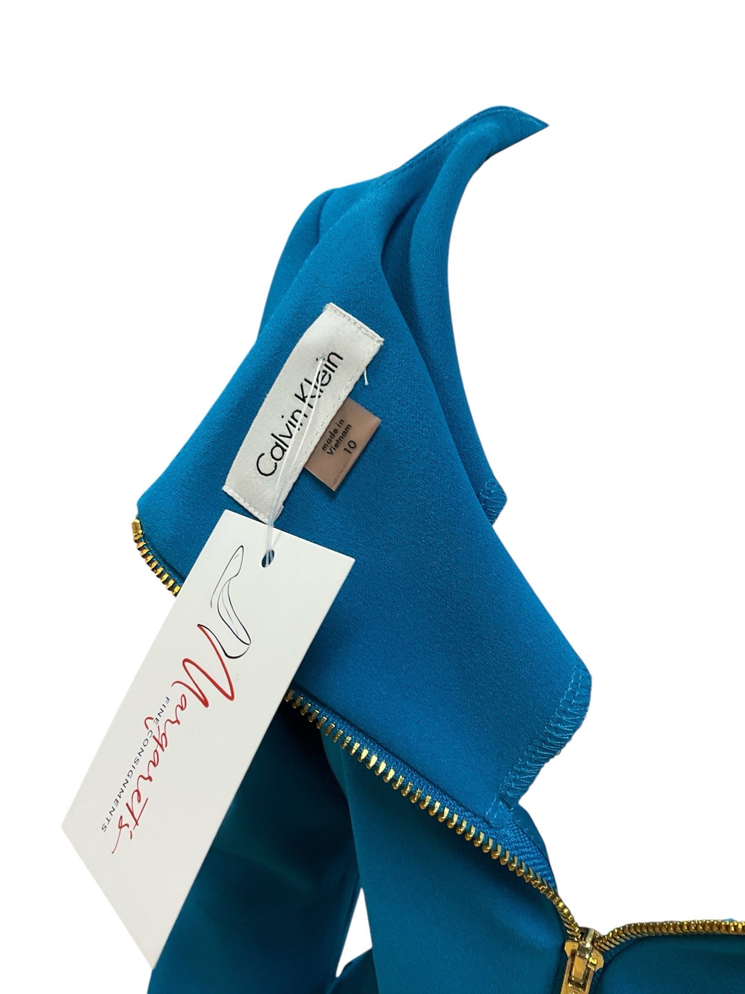 Calvin Klein Turquoise Solid Pre-Owned Ladies Dress - Size 10