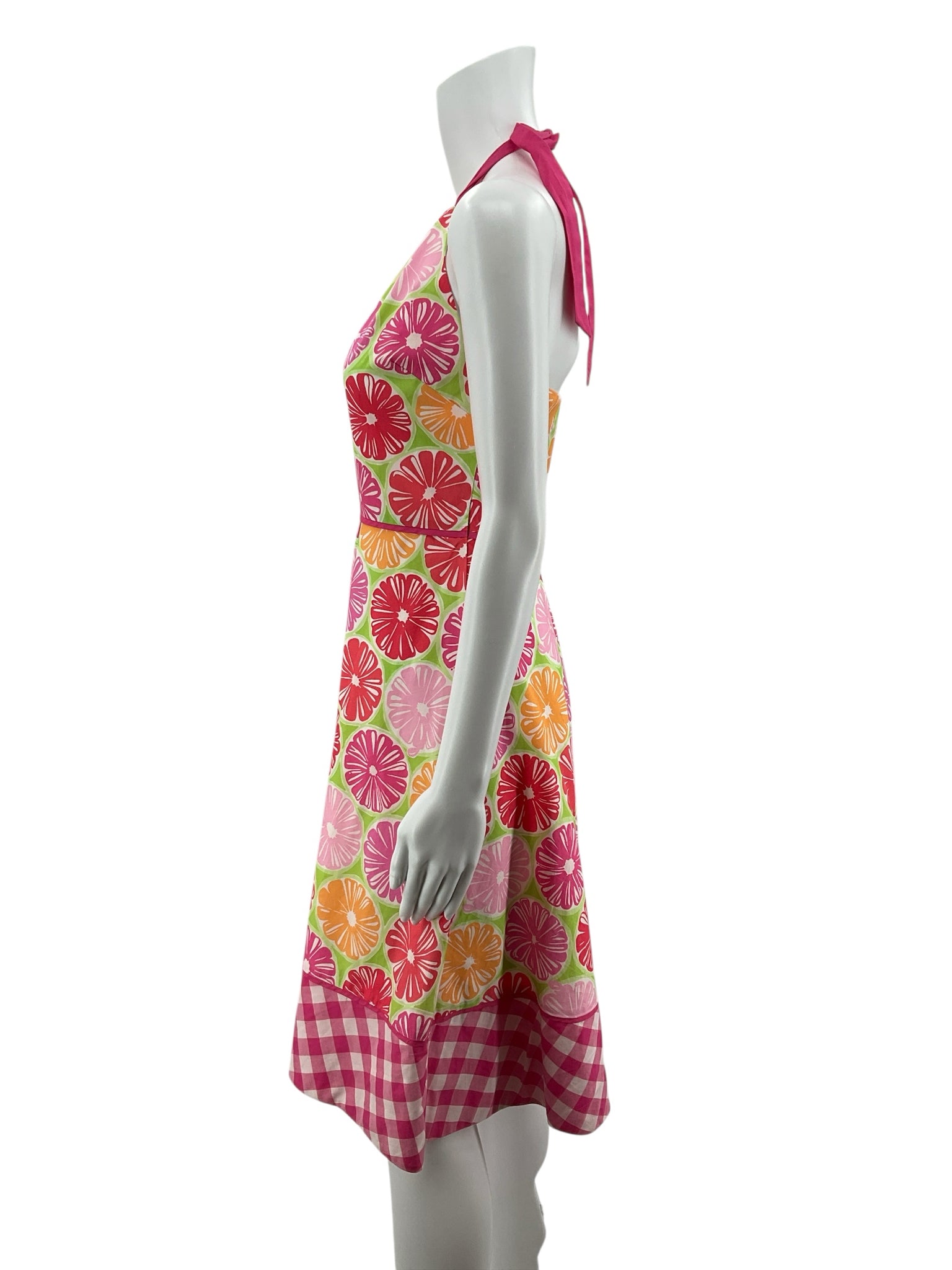 Lilly Pulitzer Delia Halter Dress Juicy Citrus Print Size 2