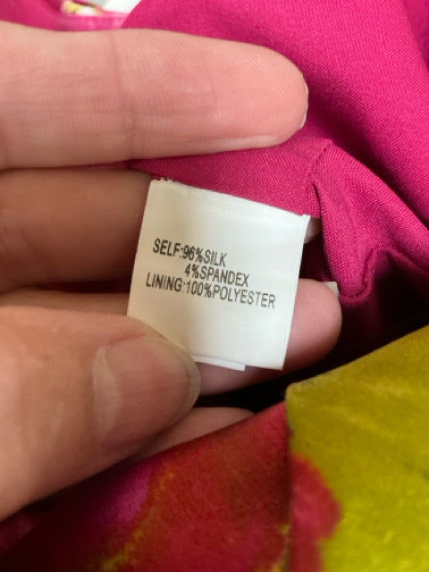 Kay Unger New York Silk Blend Floral V-Neck Sheath Dress Size 6