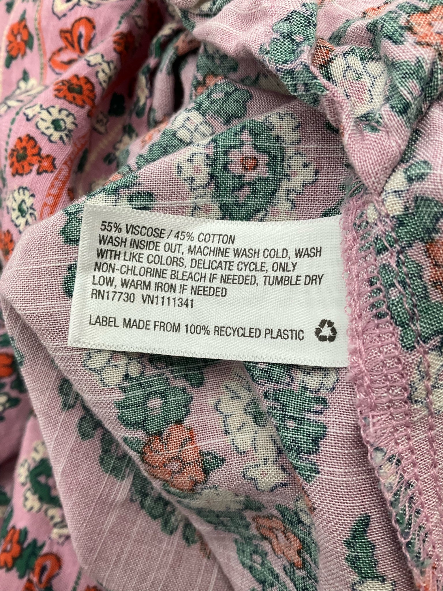 Knox Rose purple/green/orange/pink 3/4 Sleeve Floral Boho Midi Dress Tie Waist 3/4 Sleeve Small - Size S