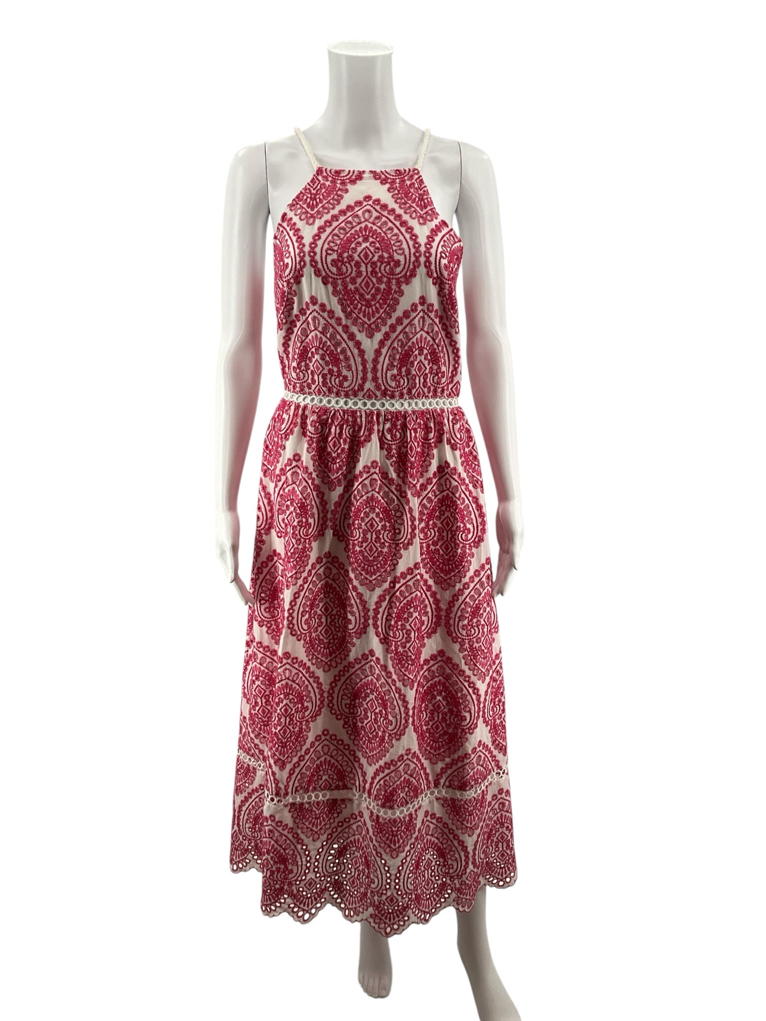 Adelyn Rae white/pink Maxi Lola Halter Eyelet Dress White Pink Size Small - Size S