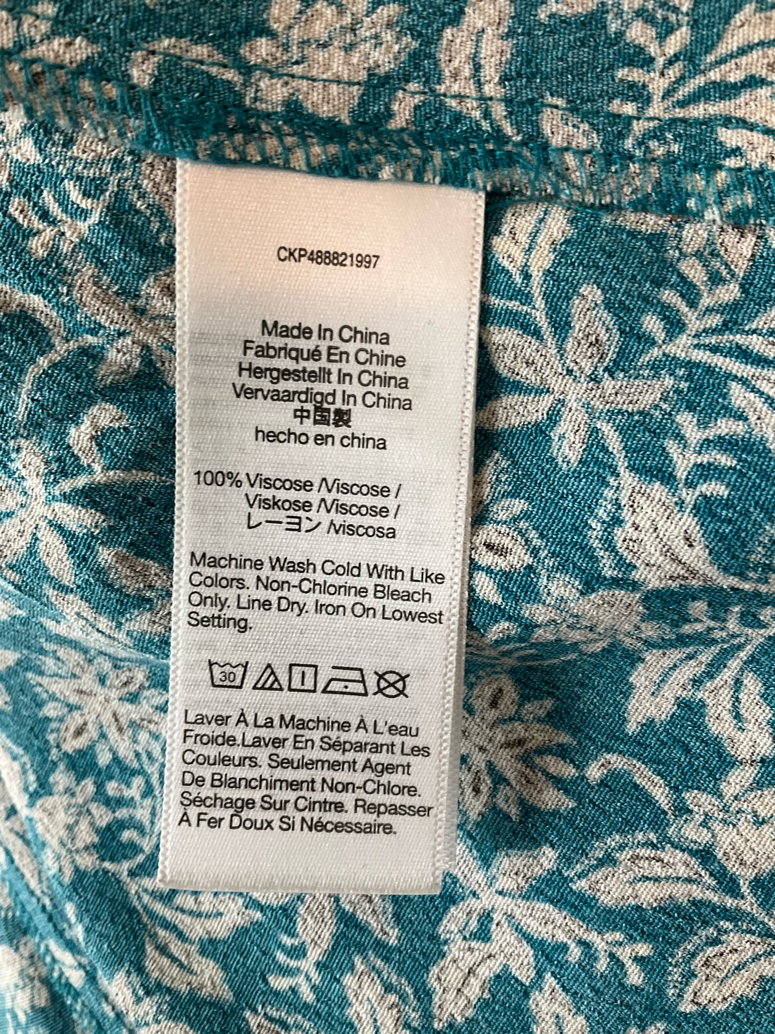 Madewell teal/tan Maxi Teal & Tan Floral Smocked Back Maxi Dress Size 4 - Size 4
