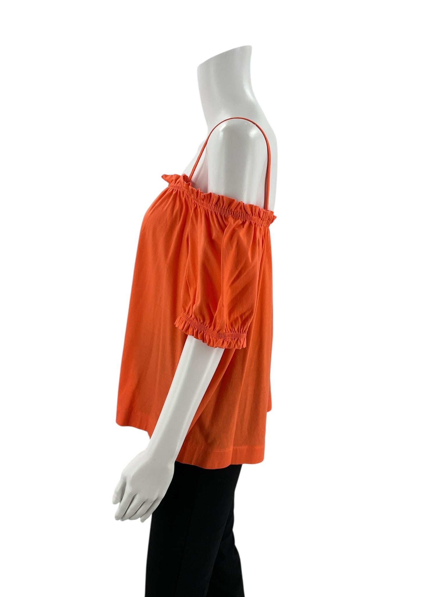 H&M orange cold shoulder ladies top in size large, featuring a solid color and stylish design.