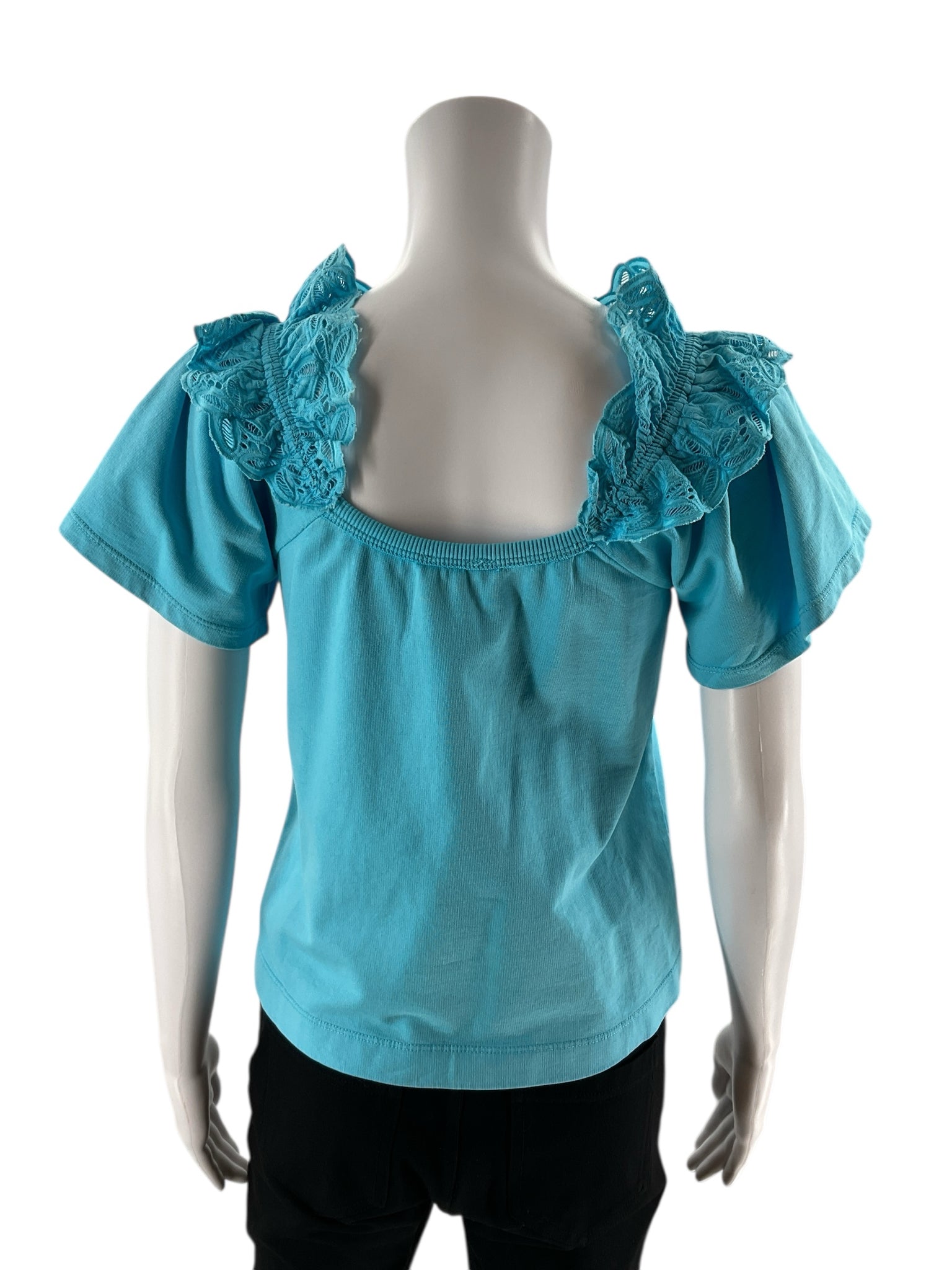 Pilcro - Turquoise Lace Pre-Owned Ladies Casual Top - Size XS - ONLINE ONLY