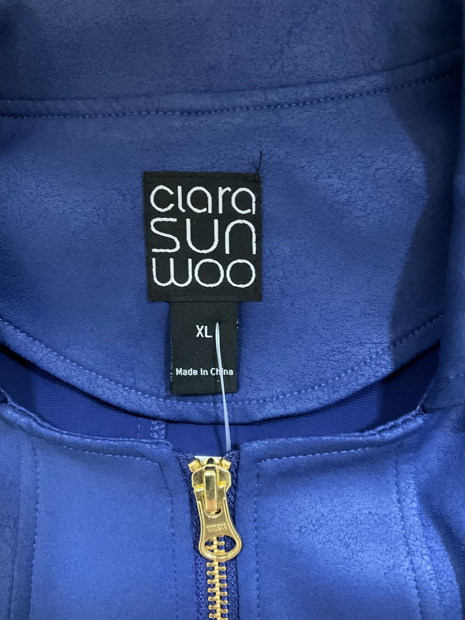 Clara Sunwoo Royal Blue Sueded Knit Full-Zip Jacket | Size XL