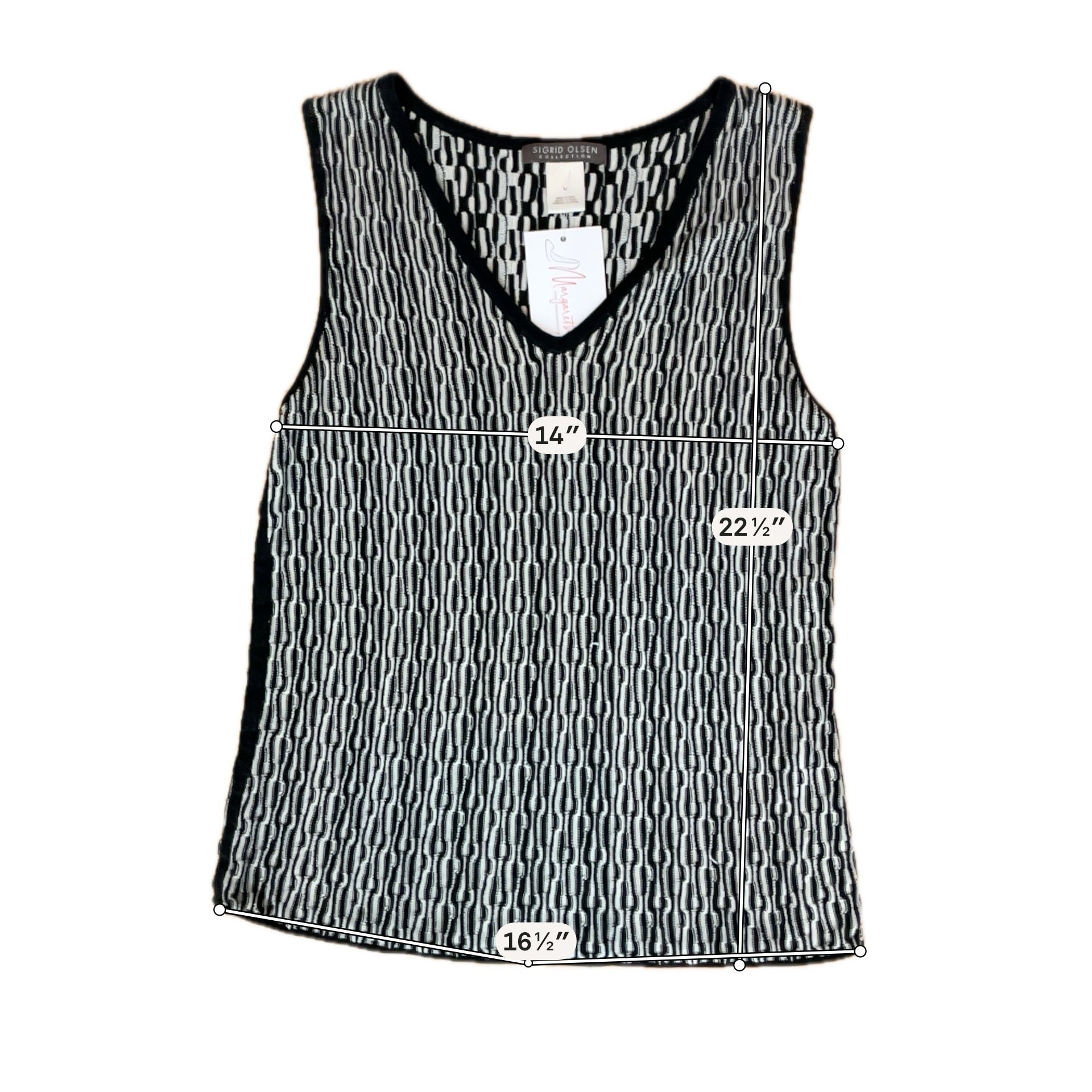 Sigrid Olsen Collection Tussah Silk Blend Chain Link Knit Tank Top | Medium