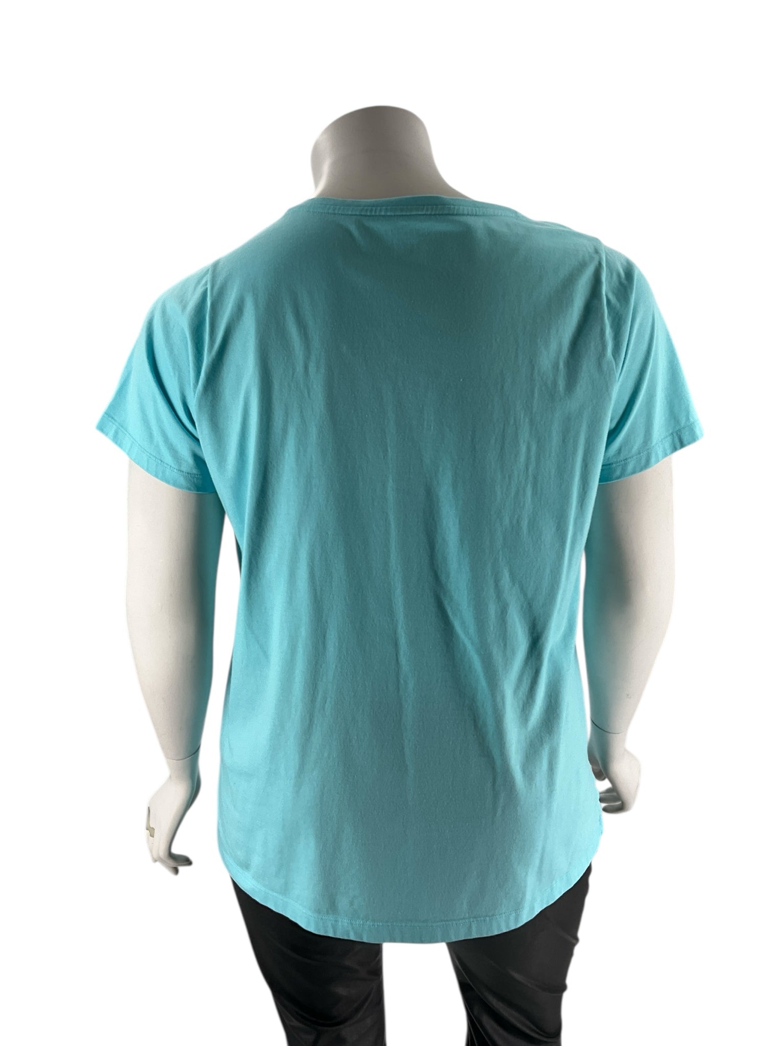 Lands End Aqua Solid Pre-Owned Ladies Casual Top - Size 1X