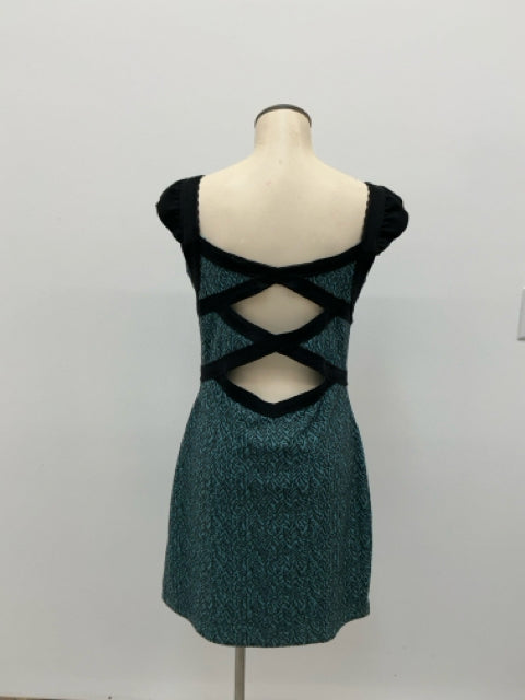 Free People Magic Garden Green & Black Floral Boho Mini Dress Size Large - ONLINE ONLY
