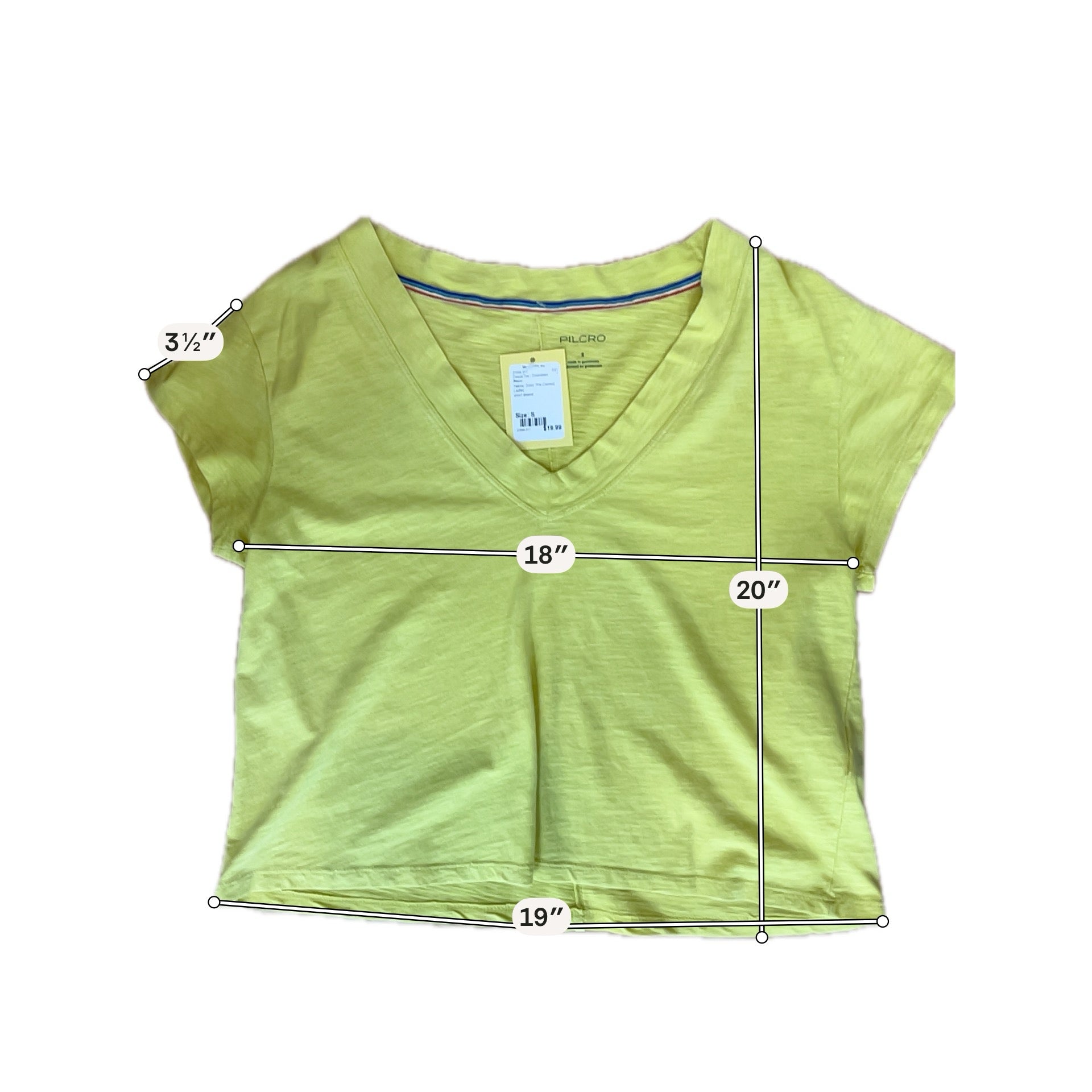 Pilcro Yellow Slub Cotton V-Neck Short Sleeve Tee Top Size Small