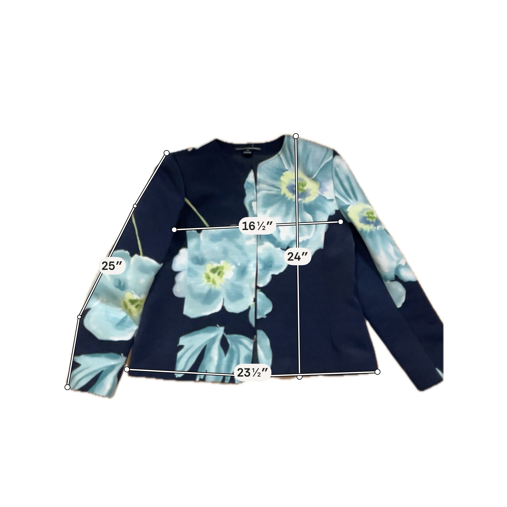 Linda Allard Ellen Tracy Watercolor Floral Cotton Silk Jacket Size 16
