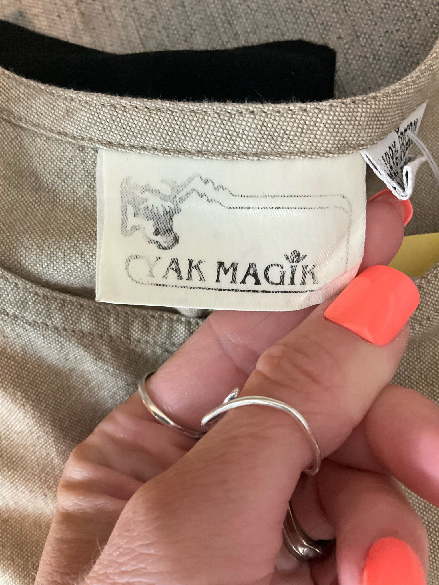 AK MAGiK Vintage Tan Cotton 2-Piece Boho Top & Pants Set Size Small