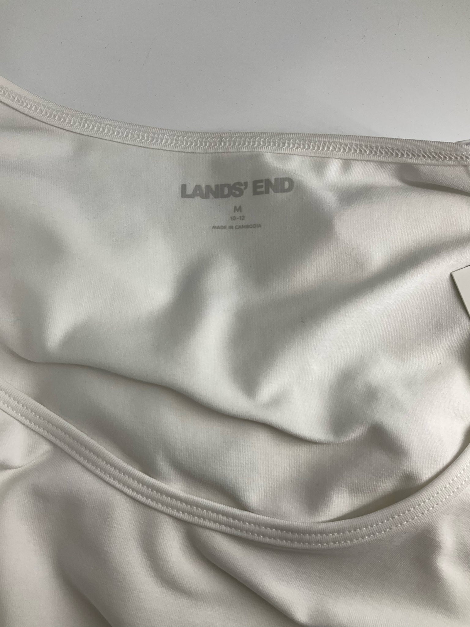 Lands End - White Solid Pre-Owned Ladies Casual Top - Size M
