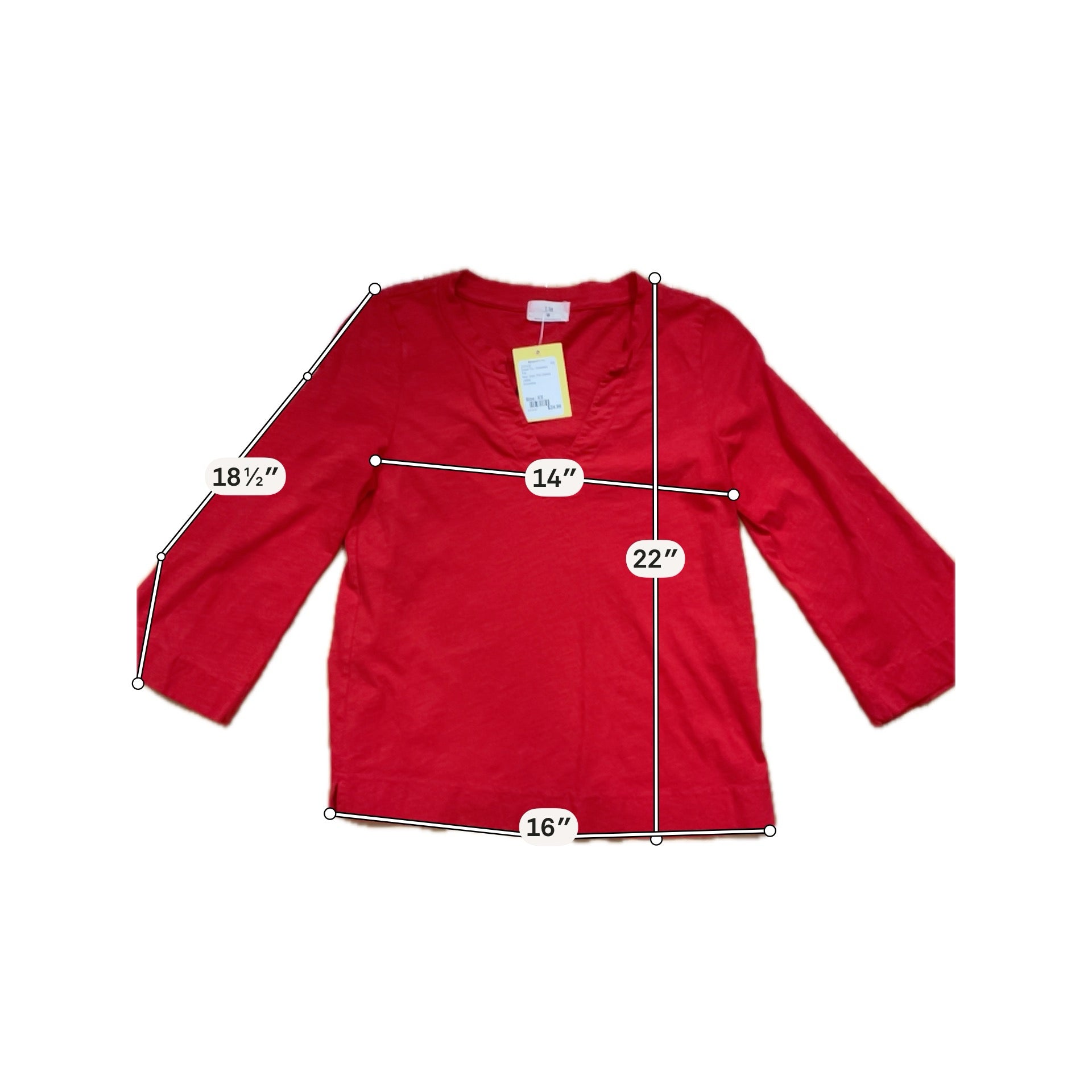 T.la by Anthropologie Red Slub Knit V-Neck 3/4 Sleeve Top XS
