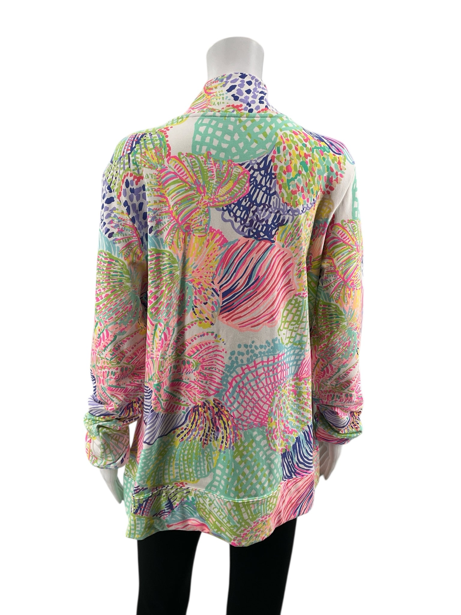 Lilly Pulitzer white/blue/pink Jacket Skipper Popover Jacket Jellies Be Jammin Print XL - Size XL