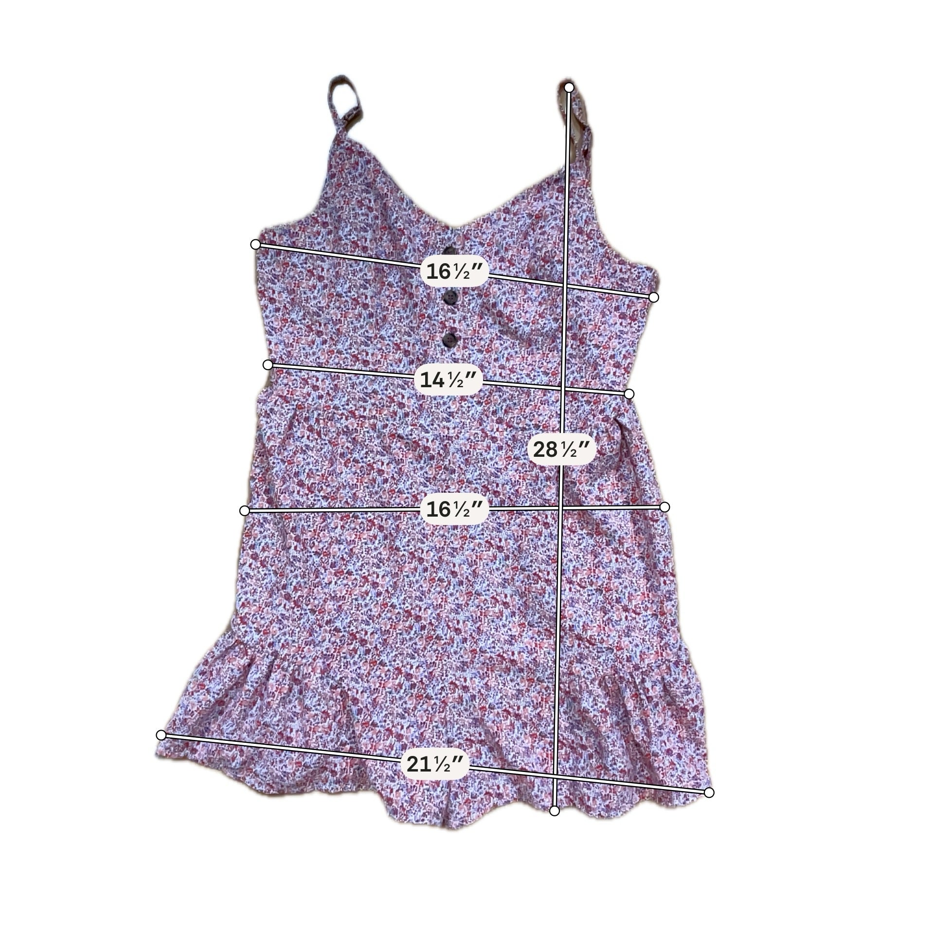 ee:some Red Blue Floral Ruffle Romper with Smocked Back Size Large