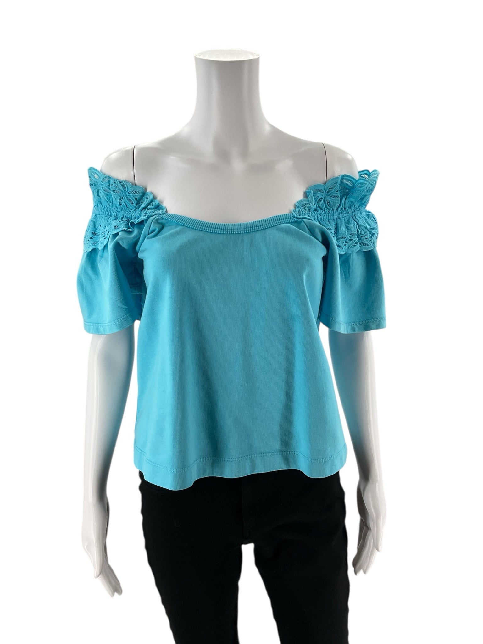 Pilcro - Turquoise Lace Pre-Owned Ladies Casual Top - Size XS - ONLINE ONLY