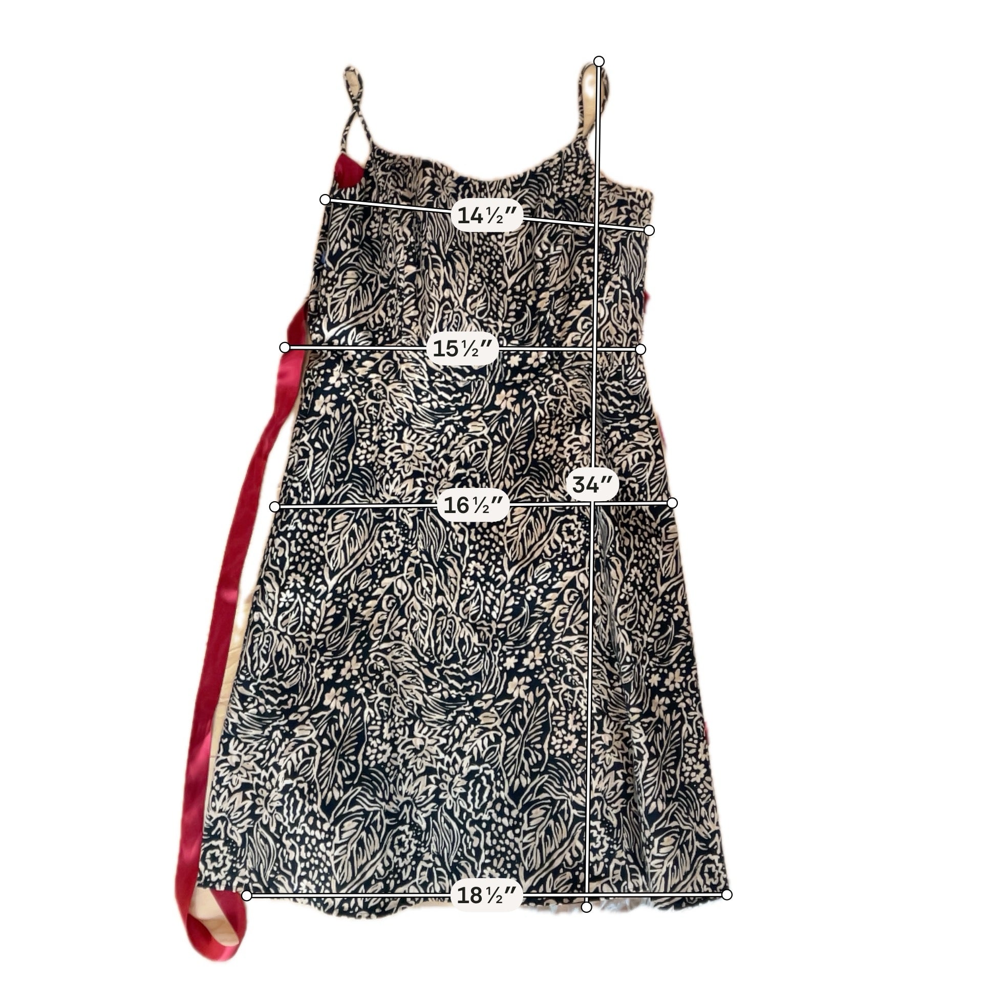Jessica Howard Petite Floral Print Fit & Flare Dress with Red Sash Belt | Size 4P
