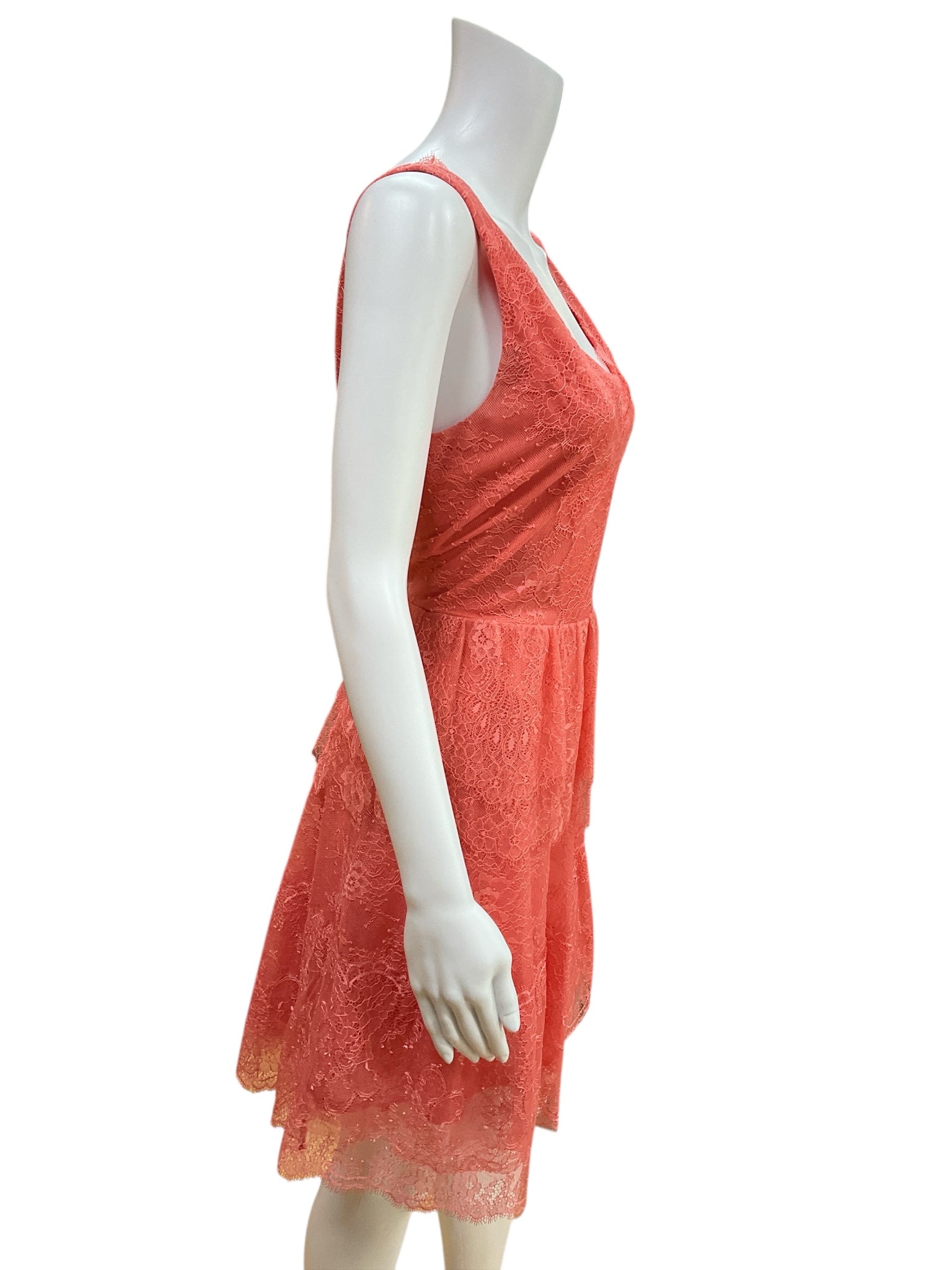 BCBG Coral Lace Pre-Owned Ladies Dress -Size Medium - Margaret’s Fine Consignment