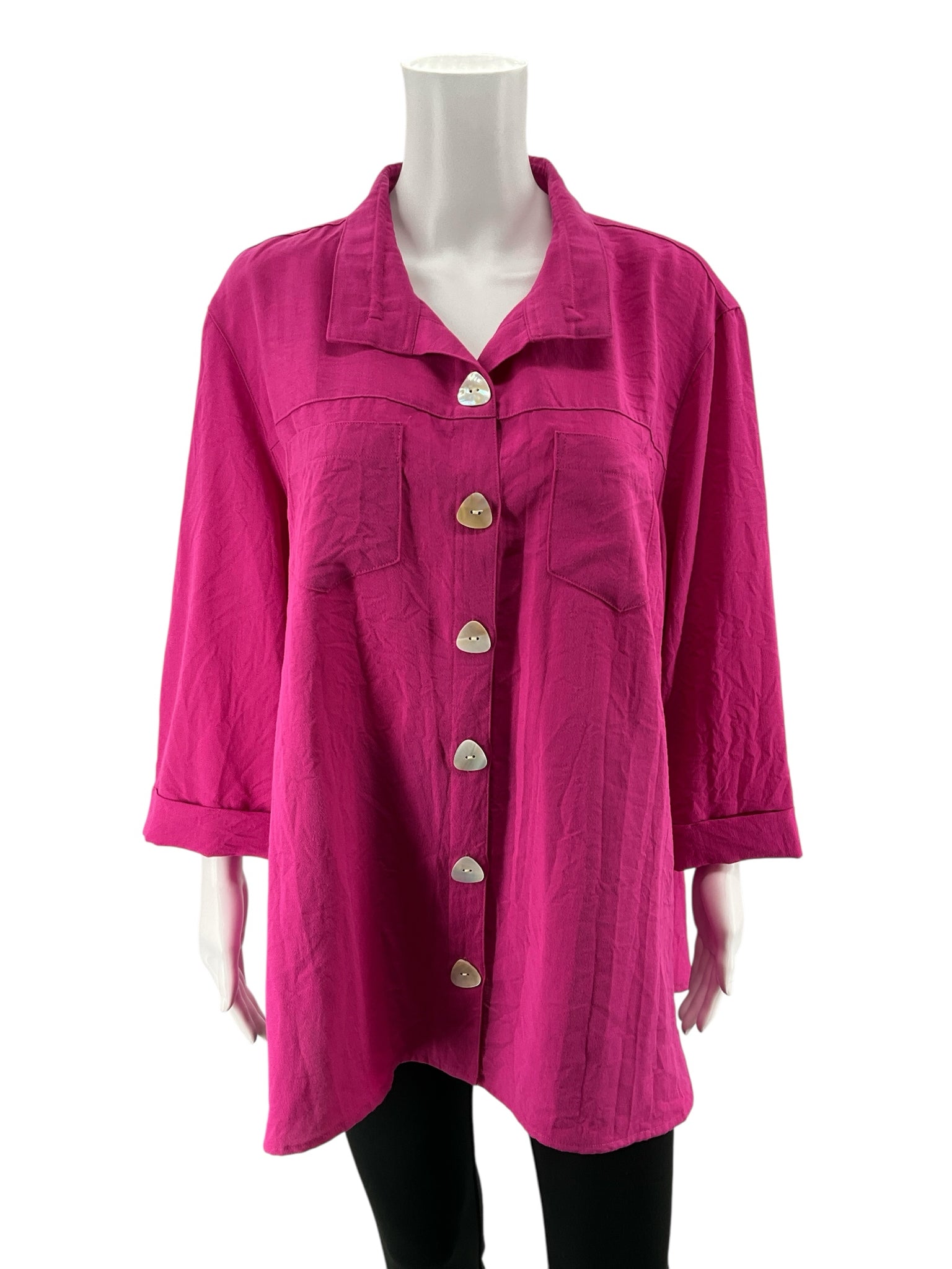 John Mark Fuchsia Pink Oversized Tunic Blouse Top Size XL NWT